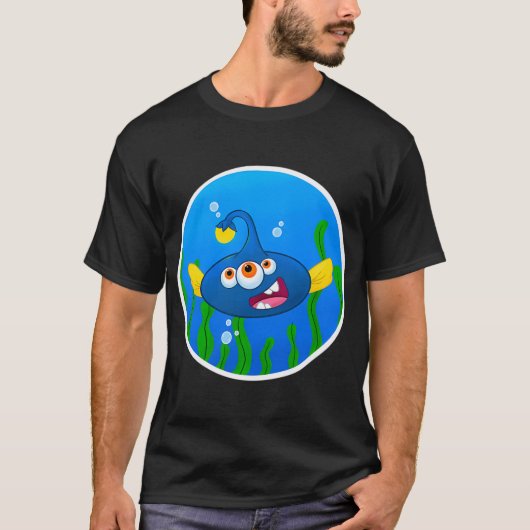 Itty Bitty Monsters - Blauwe Angler Guy T-shirt (Voorkant)