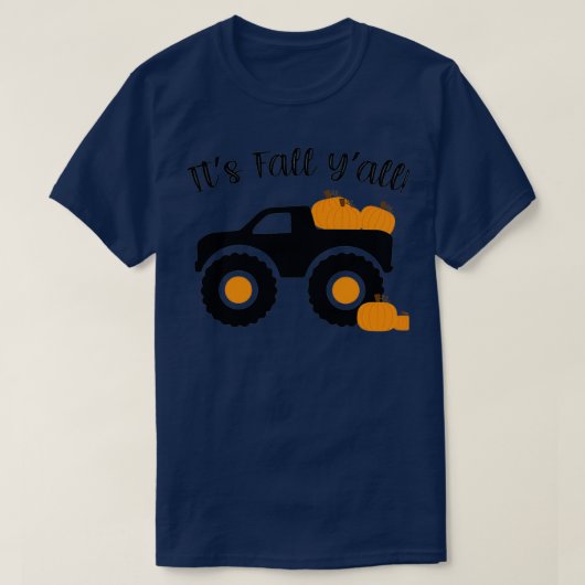 Itx27s Herfst Yx27all Monster Truck met pompoenen T-shirt (Design voorkant)