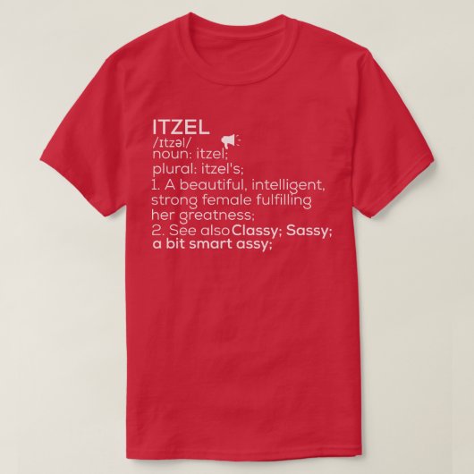 Itzel Naam Itzel Definitie Itzel Vrouw Naam Itze T-shirt (Design voorkant)