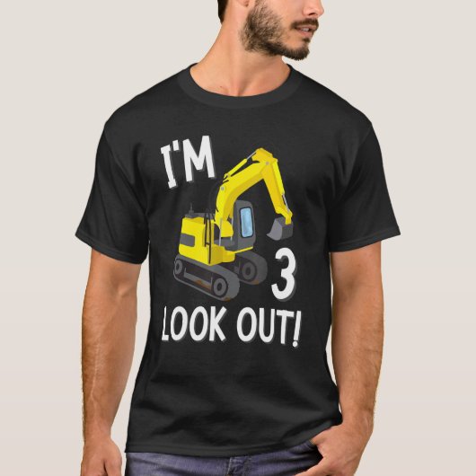 Iu2019m 3 Bekijk 3rd Birthday Boy Construction P T-shirt (Voorkant)