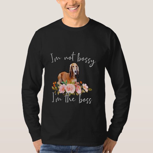 IU2019M Niet Bossy IU2019M De baas Saluki T-shirt (Voorkant)