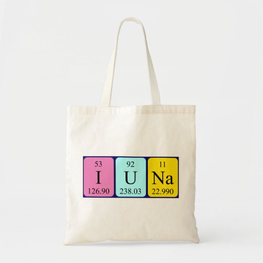 Iuna periodieke tabel naam canvas tas (Voorkant)