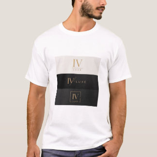 IV LUXE Logo T-shirt Zwart en Goud Luxe Minimaal
