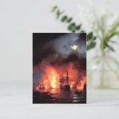Ivan Aivazovsky- Battle of Cesme at Night Briefkaart (Staand voorkant)