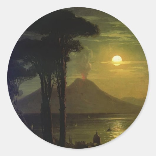 Ivan Aivazovsky-De baai van Napels bij maanverlich Ronde Sticker (Voorkant)
