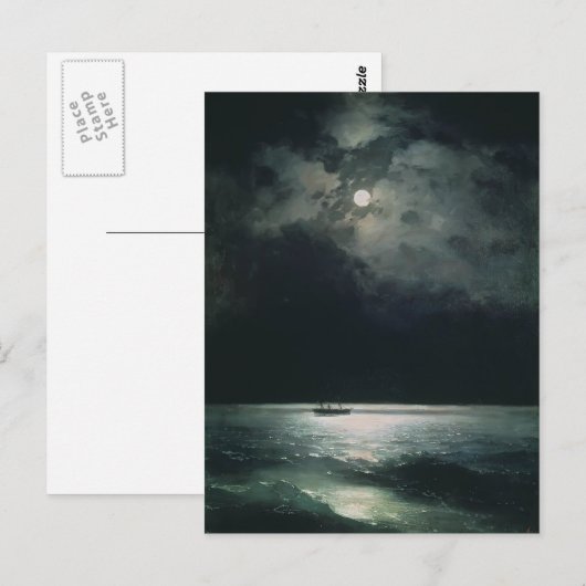 Ivan Aivazovsky - Het zwarte Zee 's nachts Briefkaart (Voorkant / Achterkant)