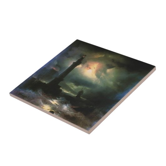 Ivan Aivazovsky- Neapolitan Lighthouse Tegeltje (Zijkant)