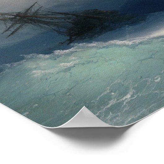 Ivan Aivazovsky - Schip op het Zee van Stormy Poster (Hoek)