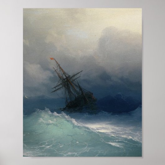Ivan Aivazovsky - Schip op het Zee van Stormy Poster (Voorkant)