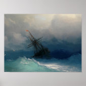 Ivan Aivazovsky - Schip op het Zee van Stormy Poster (Voorkant)