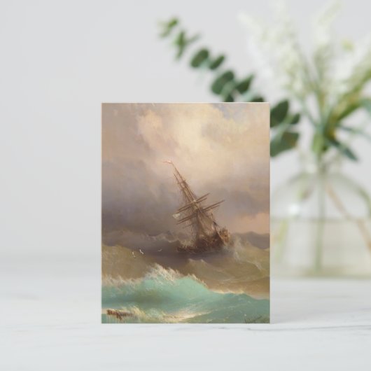 Ivan Aivazovsky-Ship in het Zee van Stormy Briefkaart (Staand voorkant)