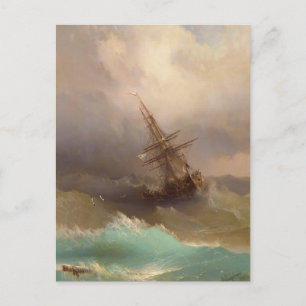 Ivan Aivazovsky-Ship in het Zee van Stormy Briefkaart