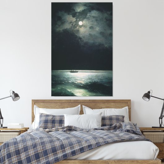 Ivan Aivazovsky Zwart Zee bij Nacht Canvas Afdruk (Insitu (Slaapkamer))