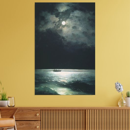 Ivan Aivazovsky Zwart Zee bij Nacht Canvas Afdruk (Insitu (Woonkamer))