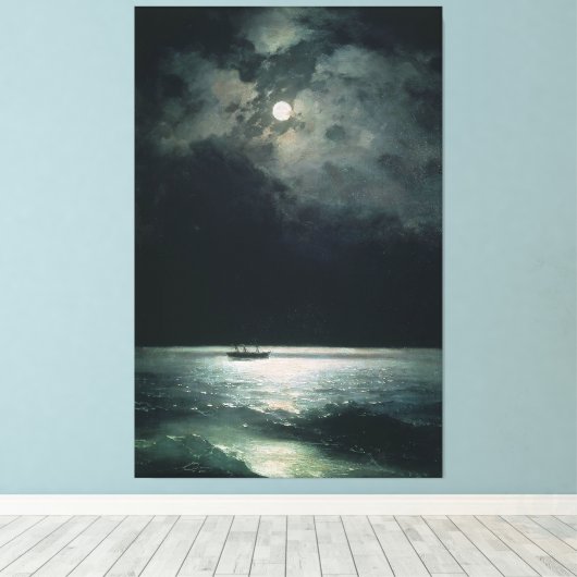 Ivan Aivazovsky Zwart Zee bij Nacht Canvas Afdruk (Insitu (Houten vloer))