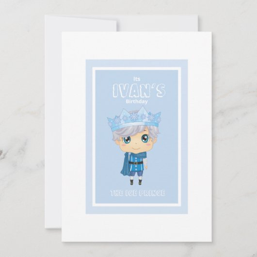 Ivan de verjaardaguitnodiging van de ijsprins kaart (Voorkant)
