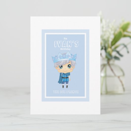 Ivan de verjaardaguitnodiging van de ijsprins kaart (Staand voorkant)