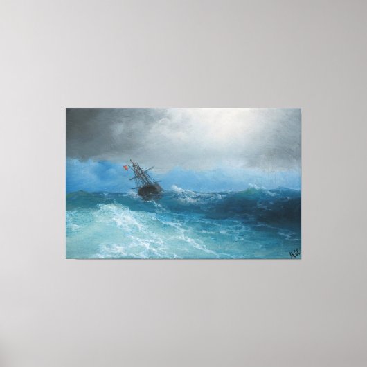 Ivan Konstantinovich Aivazovsky - Naderende storm Canvas Afdruk (Voorkant)