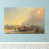 Ivan Konstantinovich Aivazovsky - Ossenkarren in d Canvas Afdruk (Insitu (Houten vloer))