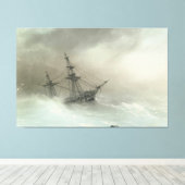 Ivan Konstantinovich Aivazovsky - Schip in een sto Canvas Afdruk (Insitu (Houten vloer))
