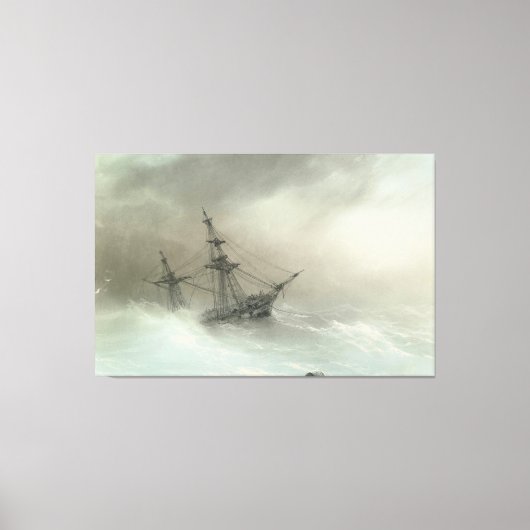 Ivan Konstantinovich Aivazovsky - Schip in een sto Canvas Afdruk (Voorkant)