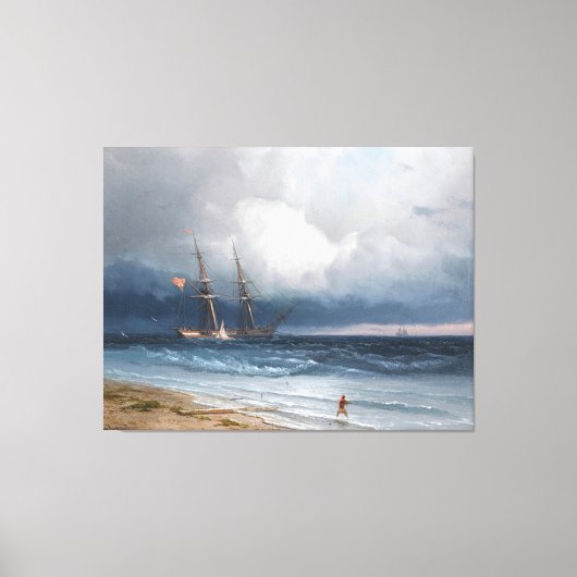 Ivan Konstantinovich Aivazovsky - Ship by Sea Canvas Afdruk (Voorkant)