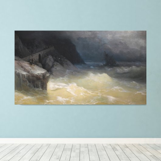 Ivan Konstantinovich Aivazovsky - Shipwreck off th Canvas Afdruk (Insitu (Houten vloer))