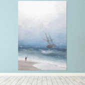 Ivan Konstantinovich Aivazovsky - Stormachtige kus Canvas Afdruk (Insitu (Houten vloer))