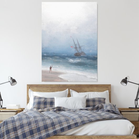 Ivan Konstantinovich Aivazovsky - Stormachtige kus Canvas Afdruk (Insitu (Slaapkamer))