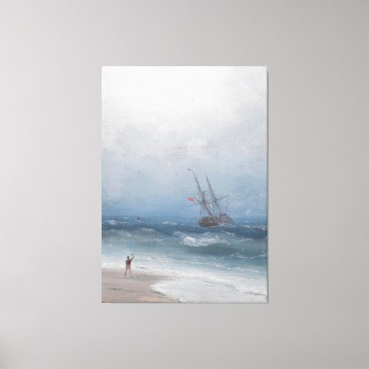 Ivan Konstantinovich Aivazovsky - Stormy Coast Canvas Afdruk (Voorkant)