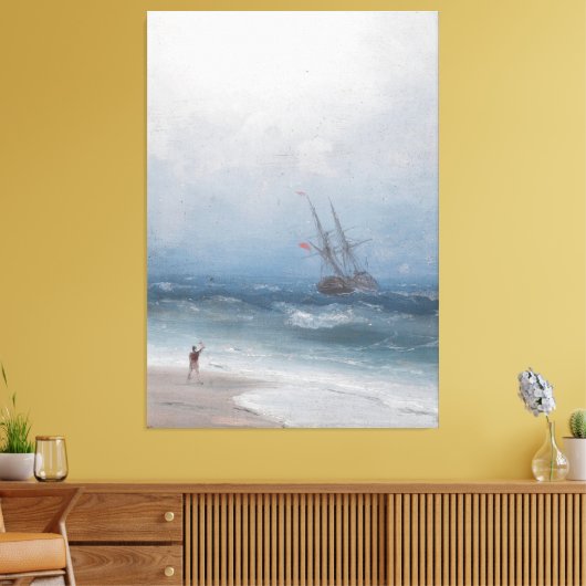 Ivan Konstantinovich Aivazovsky - Stormy Coast Canvas Afdruk (Insitu (Woonkamer))