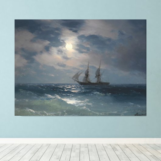 Ivan Konstantinovich Aivazovsky - The Brig Mercury Canvas Afdruk (Insitu (Houten vloer))
