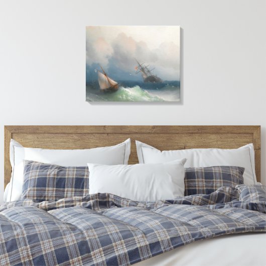 Ivan Konstantinovich Aivazovsky - Twee schepen op  Canvas Afdruk (Insitu (Slaapkamer))