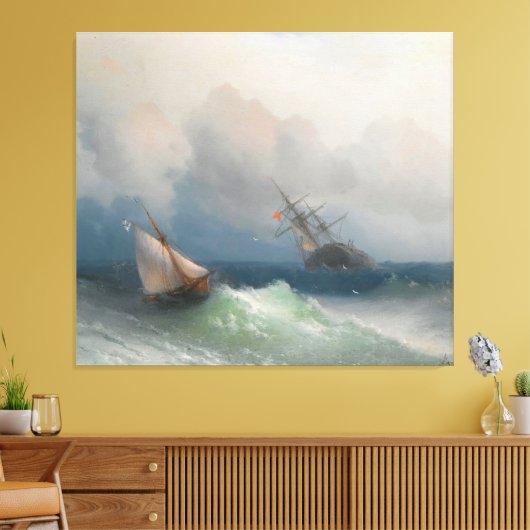 Ivan Konstantinovich Aivazovsky - Two Ships At Sea Canvas Afdruk (Insitu (Woonkamer))