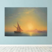 Ivan Konstantinovich Aivazovsky - Zonsondergang ov Canvas Afdruk (Insitu (Houten vloer))