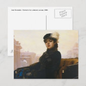Ivan Kramskoi - Portret van een onbekende vrouw Briefkaart (Voorkant / Achterkant)