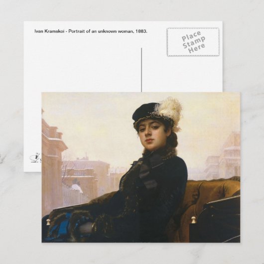 Ivan Kramskoi - Portret van een onbekende vrouw Briefkaart (Voorkant / Achterkant)