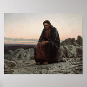 Ivan Kramskoy - Christus in de wilde natuur Poster