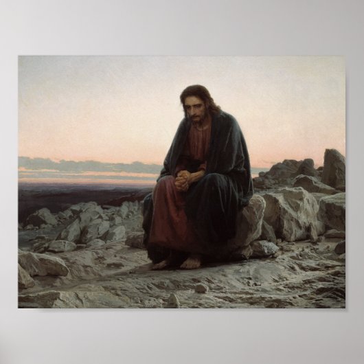 Ivan Kramskoy - Christus in de wilde natuur Poster (Voorkant)