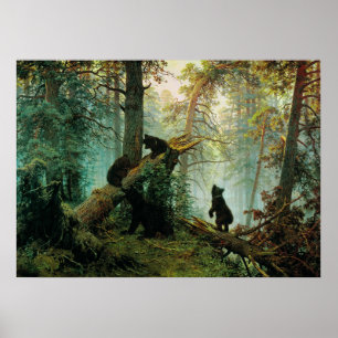 Ivan Shishkin - De ochtend in een pine Fores Poster