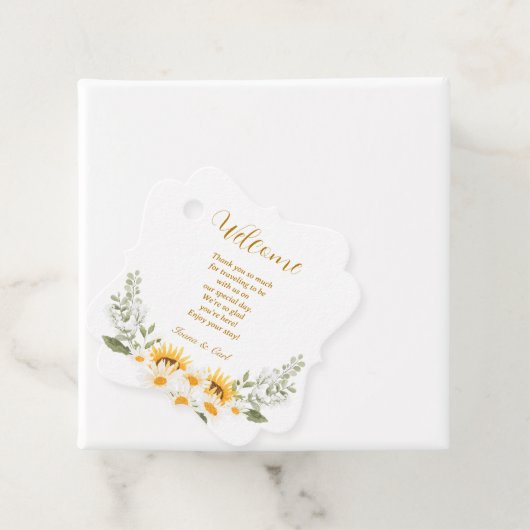 IVANA Elegant Geel & Wit Bloem Bruiloft Bedankjes Labels (In situ)