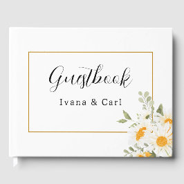 IVANA Elegant Geel & Wit Bloem Bruiloft Gastenboek