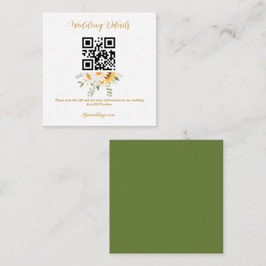 IVANA Elegant Geel & Wit Bloem Bruiloft Informatiekaartje (Voorkant / Achterkant)