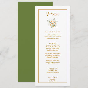 IVANA Elegant Geel & Wit Bloem Bruiloft Menu