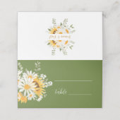 IVANA Elegant Geel & Wit Bloem Bruiloft Plaatskaartje (Buitenkant ongevouwen)
