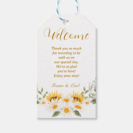 IVANA Elegante Gele & Witte Bloem Bruiloft Cadeaulabel