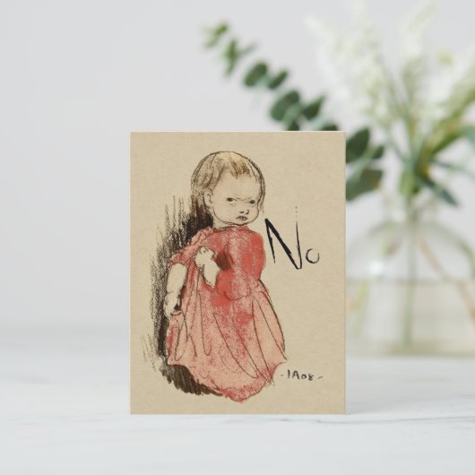 Ivar Arosenius Lillan Defiant meisje zegt nee Briefkaart (Staand voorkant)