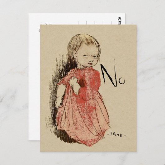 Ivar Arosenius Lillan Defiant meisje zegt nee Briefkaart (Voorkant / Achterkant)