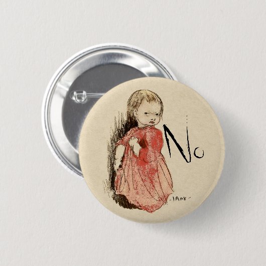 Ivar Arosenius Lillan Defiant meisje zegt nee Ronde Button 5,7 Cm (Voorkant /achterkant)
