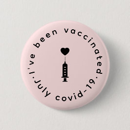 I've Been Vaccinated | Pink Cute Heart Safety Ronde Button 5,7 Cm